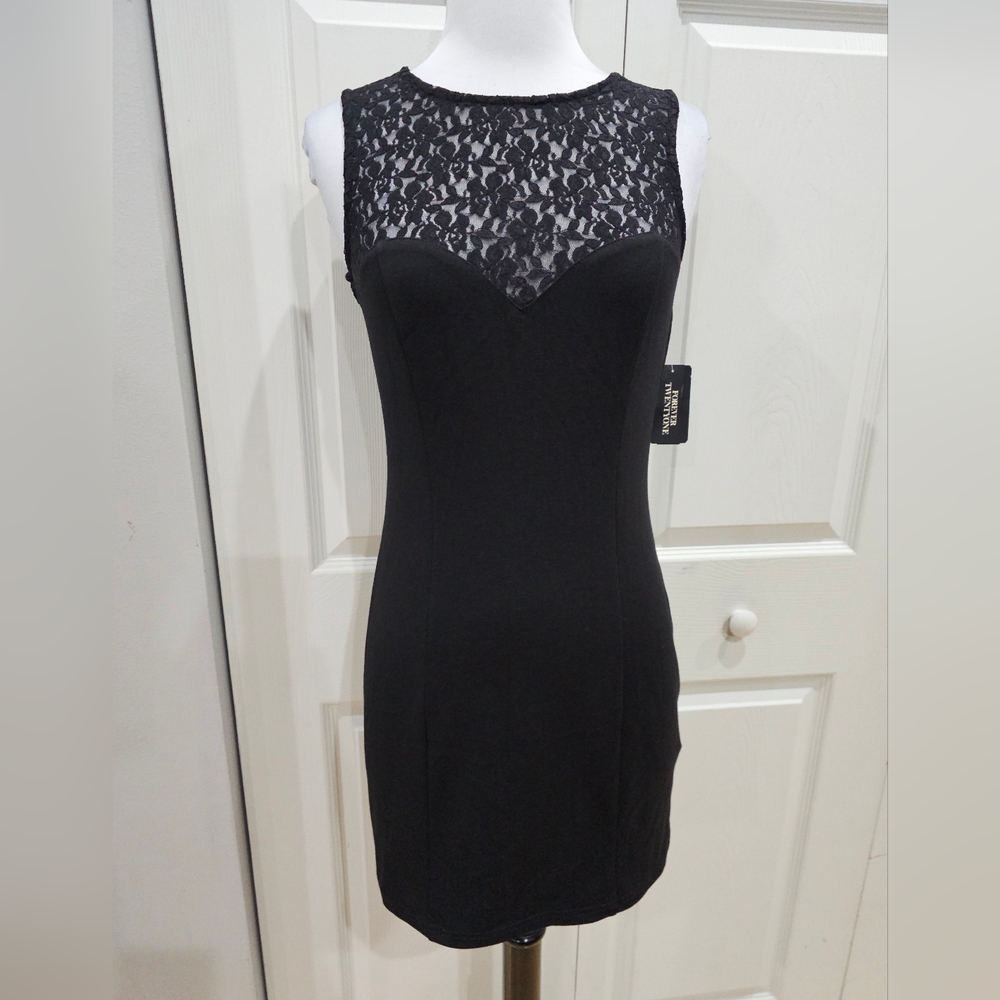 Sexy Forever 21 Lace Sleeveless Tank Bodycon Fitted Basic Little Black Dress S